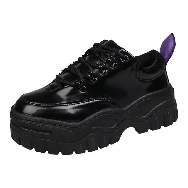 Retro Cow Pattern Platform Lace up Daddy Shoes Round Toe Trifle Leopard Print Sneakers Leopard - Shop at LoveMi