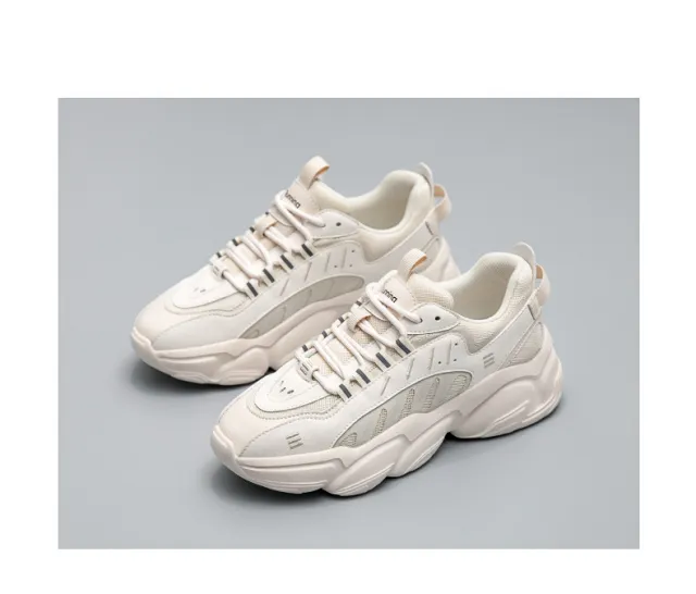 Casual Thick soled White Sneakers Women Ins Trendy Shoes Beige - Shop at LoveMi