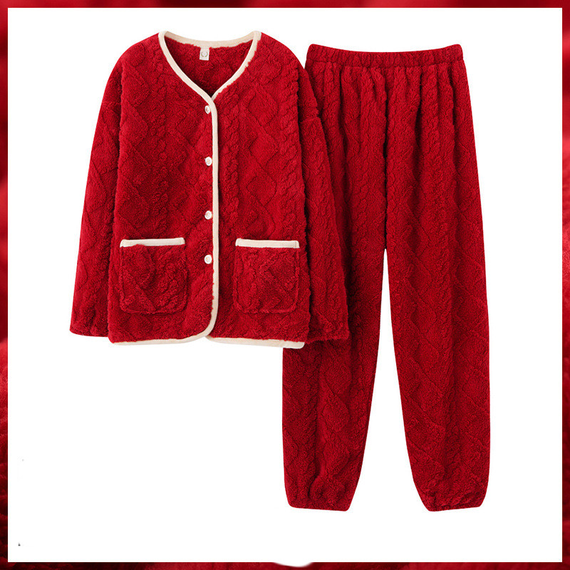 Title 7, Ladies Long-sleeved Flannel Padded Pajamas Home...