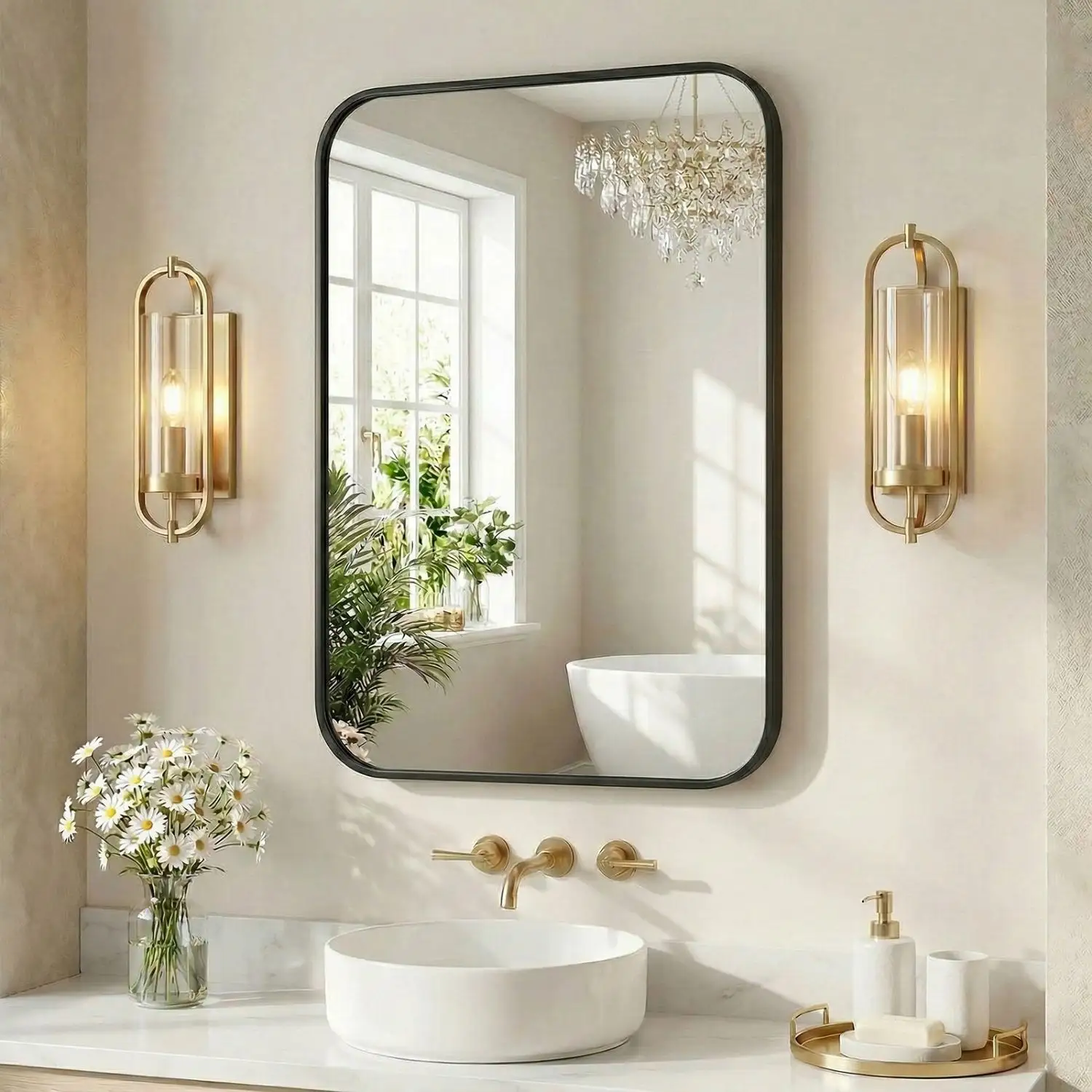 Wall Mirror With Rectangular Metal Frame