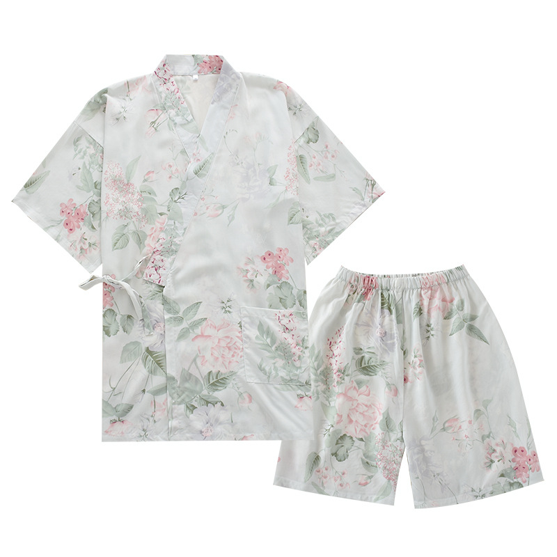 Summer Women's Rayon Kimono Two-piece Short-sleeved Shorts