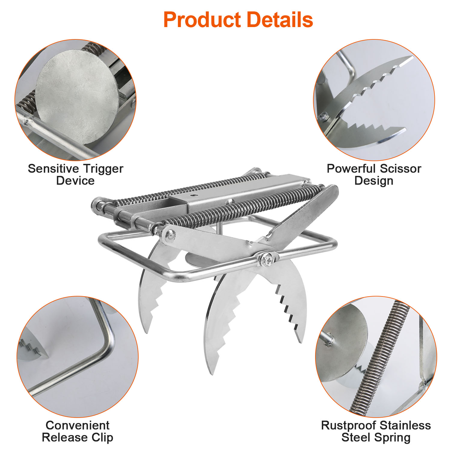 2PCS Easy Setup Mole Scissor Traps Outdoor Reusable Mole Rodent Control Trap Solid Metal Material For Lawn Garden Yard Pro Type