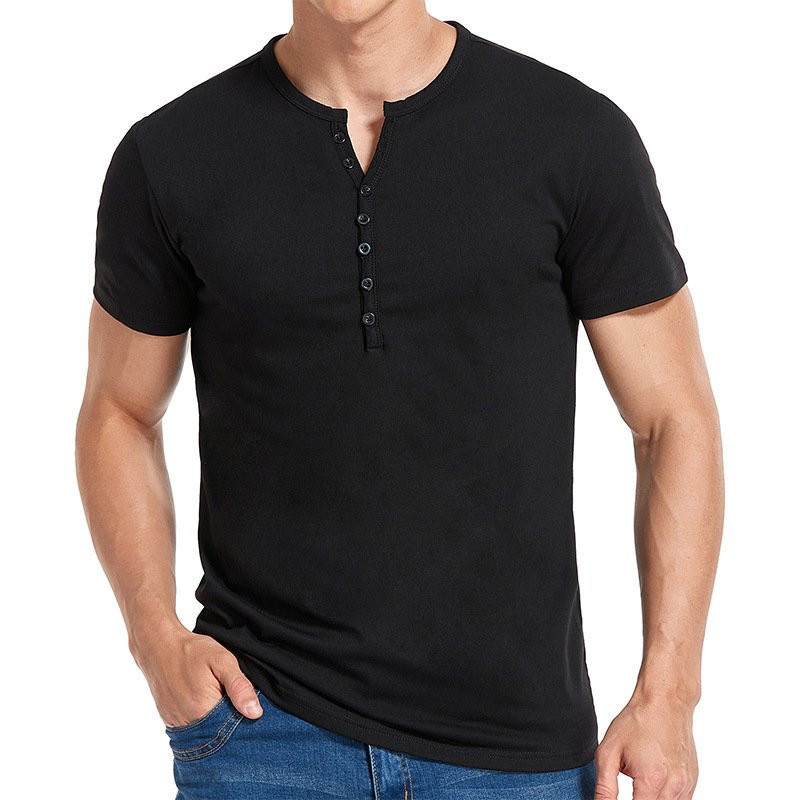 Title 7, Herren Henley Shirt Kurzarm einfarbiges Top für...