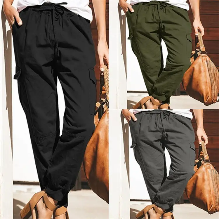 Women Pants Sweatpants Pockets Elastic Waist Jogger Lounge Trousers