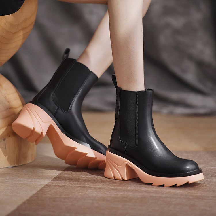 Casual Net Red Thick Heel Sleeve Short Boots High Heel Ins Martin Boots