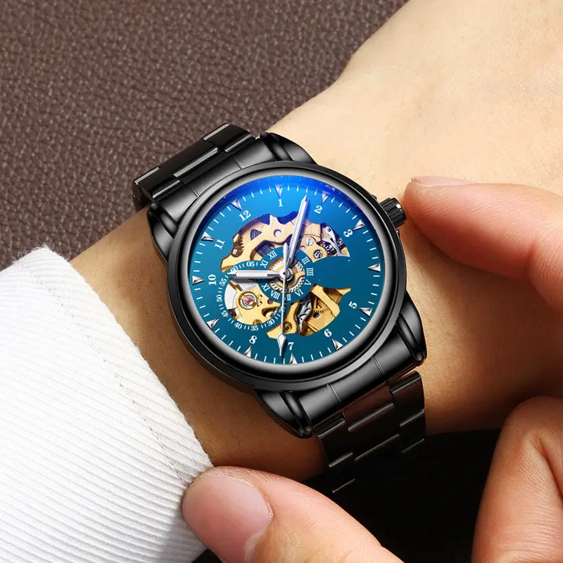 Men's Fashion Simple Leather Waterproof Luminous Mechanical