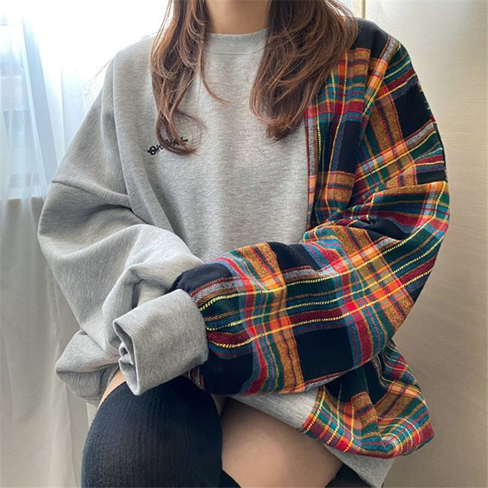 Title 4, Loose Puff Sleeve Pullover Sweatshirt With Stit...