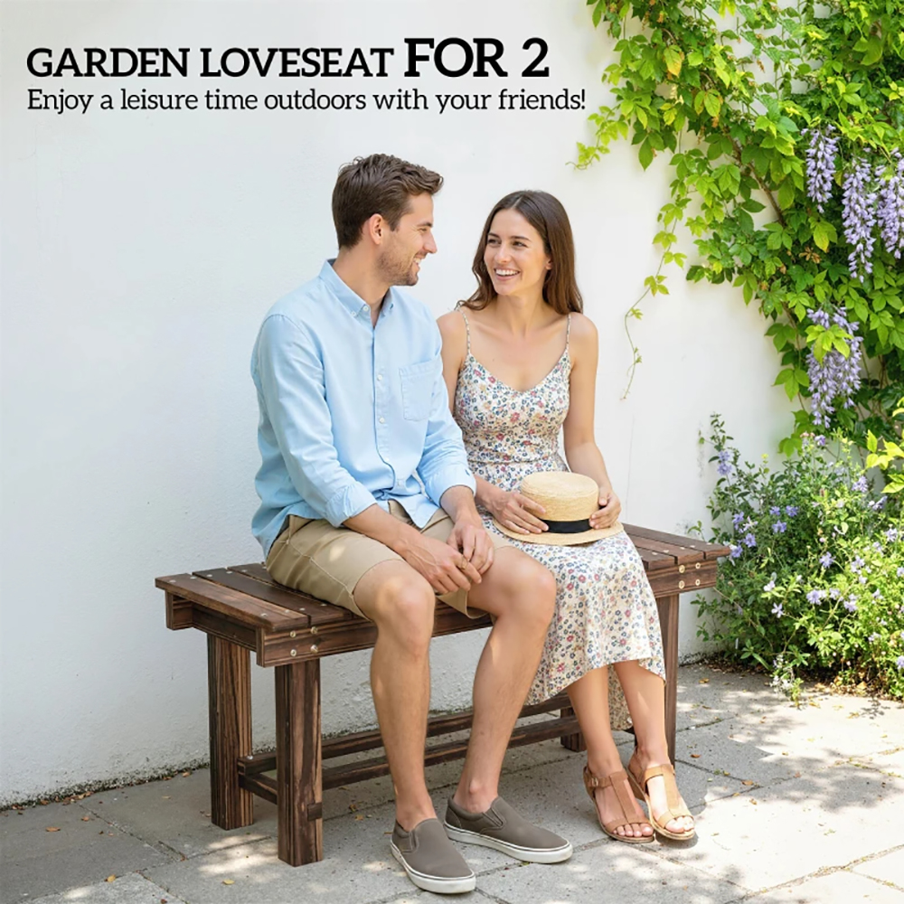 Garden Bench 0.8 Inch Seater Outdoor Bench With Storage Shelf 35.4inch... 6