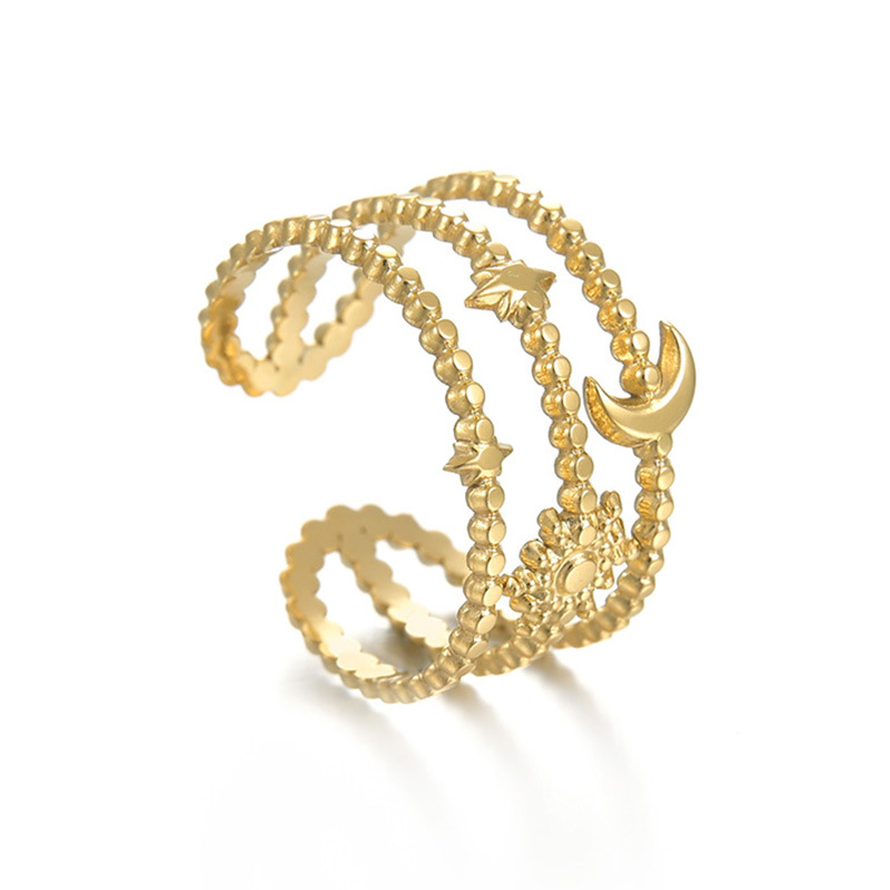 Ins Cold Wind Sun Flower Hollow Out Design Sense Ring