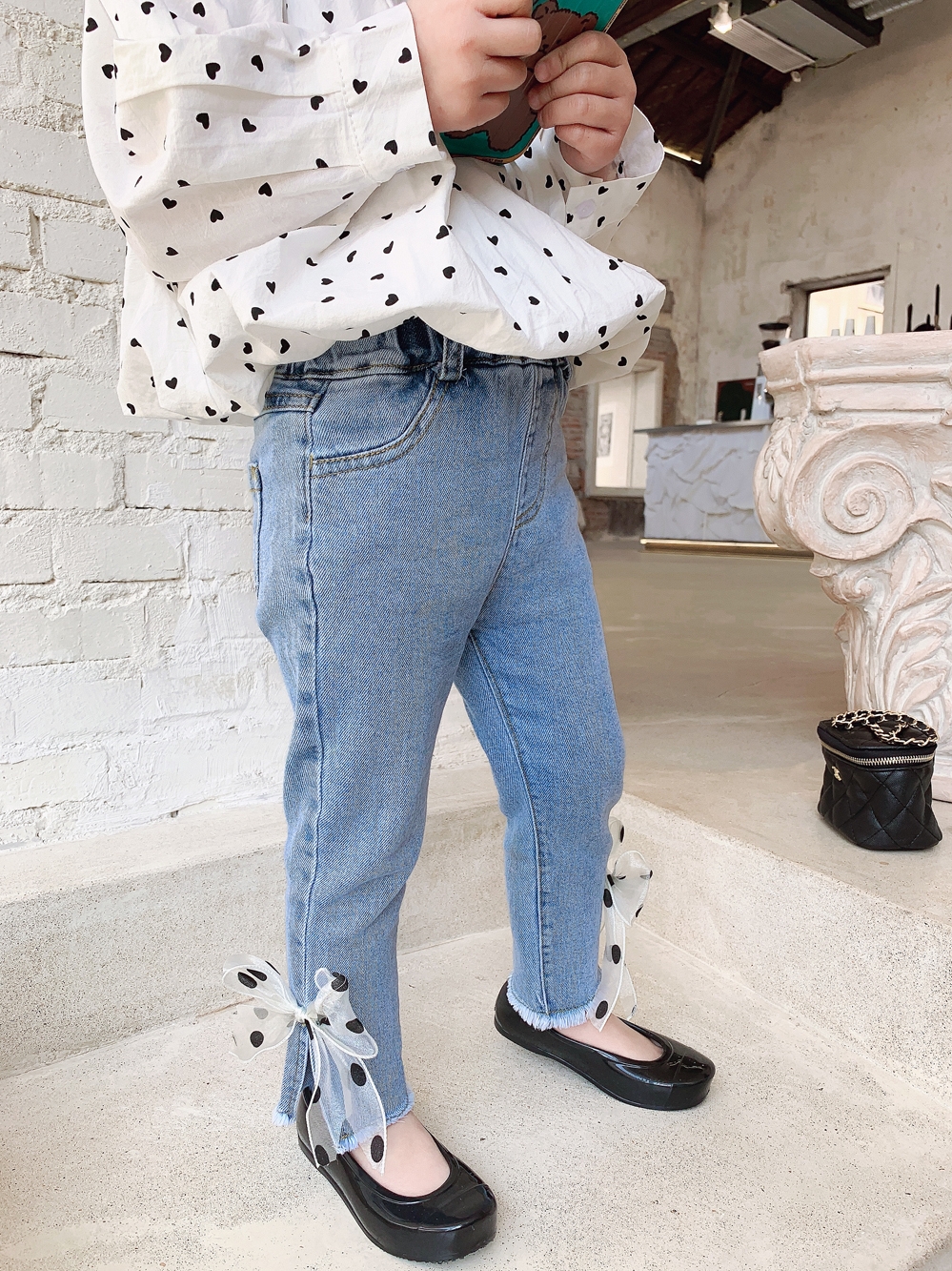 Western Style Bowknot Feet Pants Children Korean Version