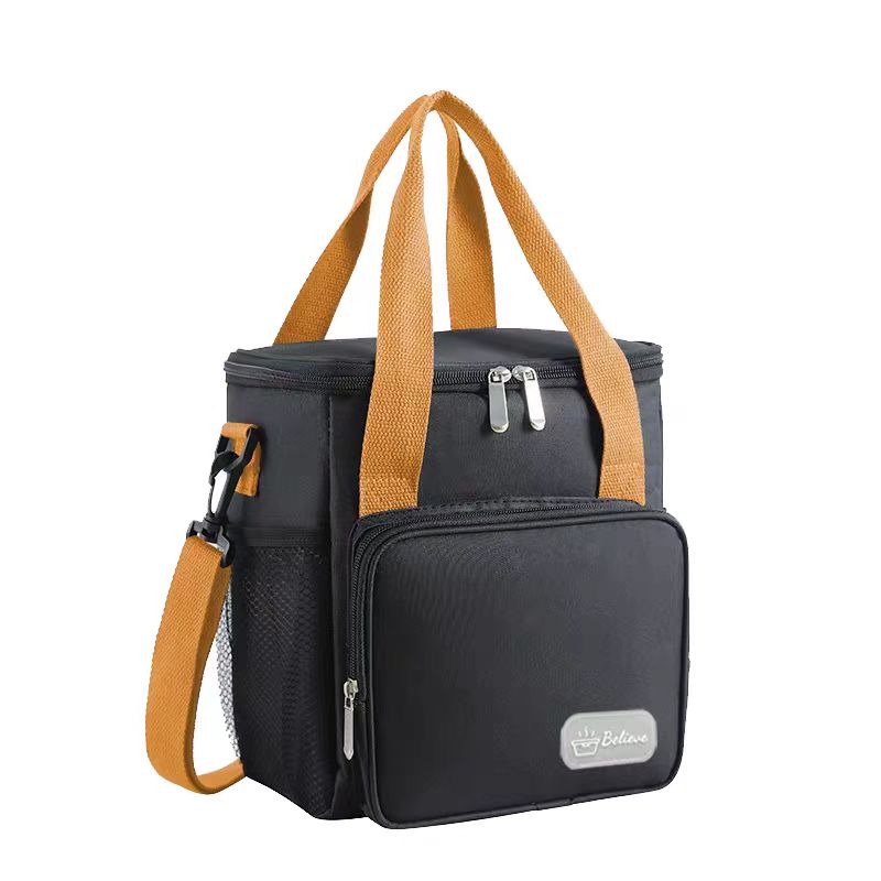 Black Insulated Lunch Bag 2 Layer Thermal Food Container With Adjustable Shoulder Strap & Handles, Leakproof & Lightweight For Work, School, Picn... - Shop at LoveMi