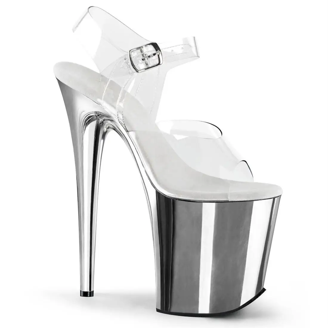 20cm Water Platform High Heels Leather Transparent Upper Sandals