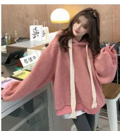 Girls' Autumn And Winter Lamb Wool Coat - Pink - View 1