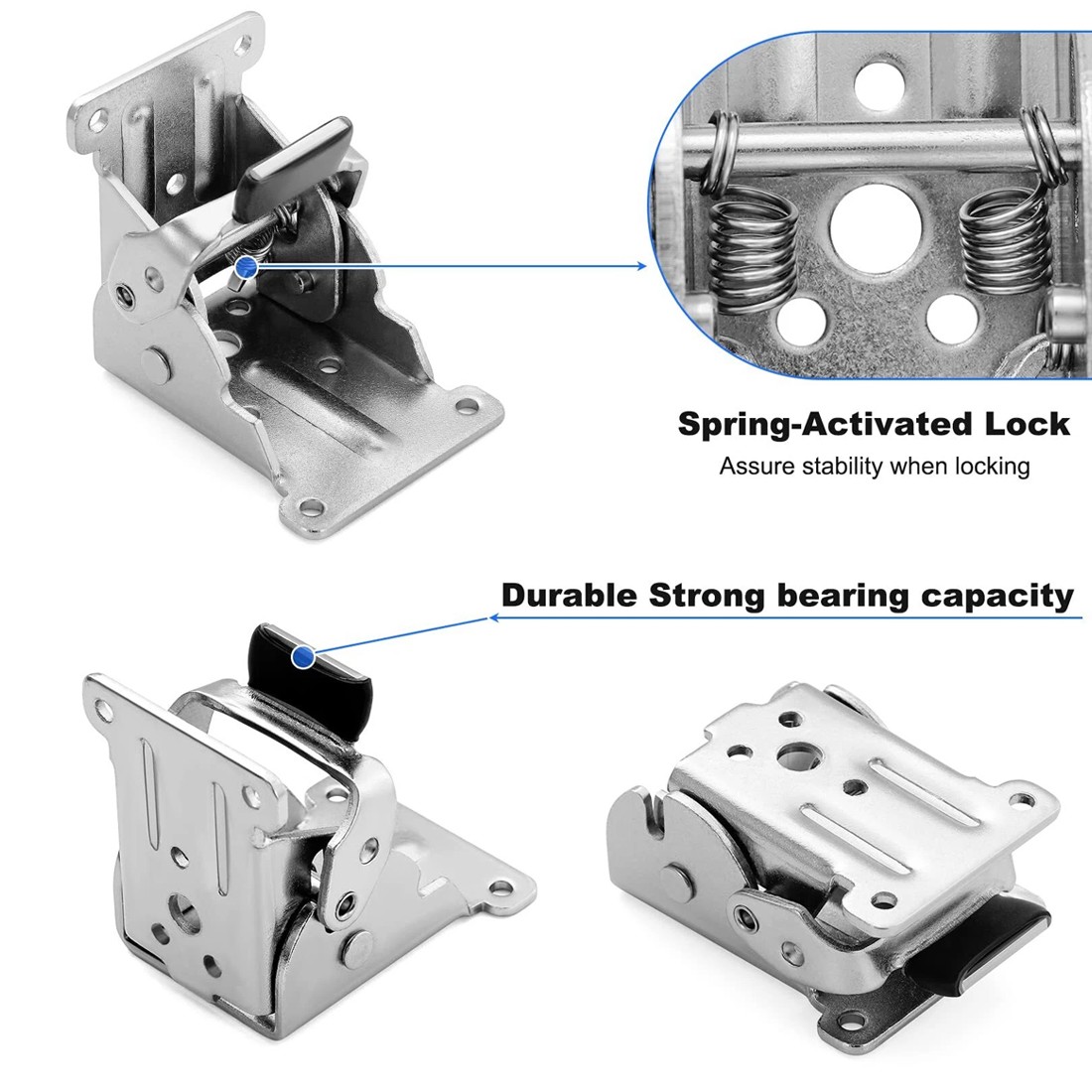 4x Folding Table Chair Leg Hinges 90 Degree Self-Locking Bracket Hinge Hardware 8