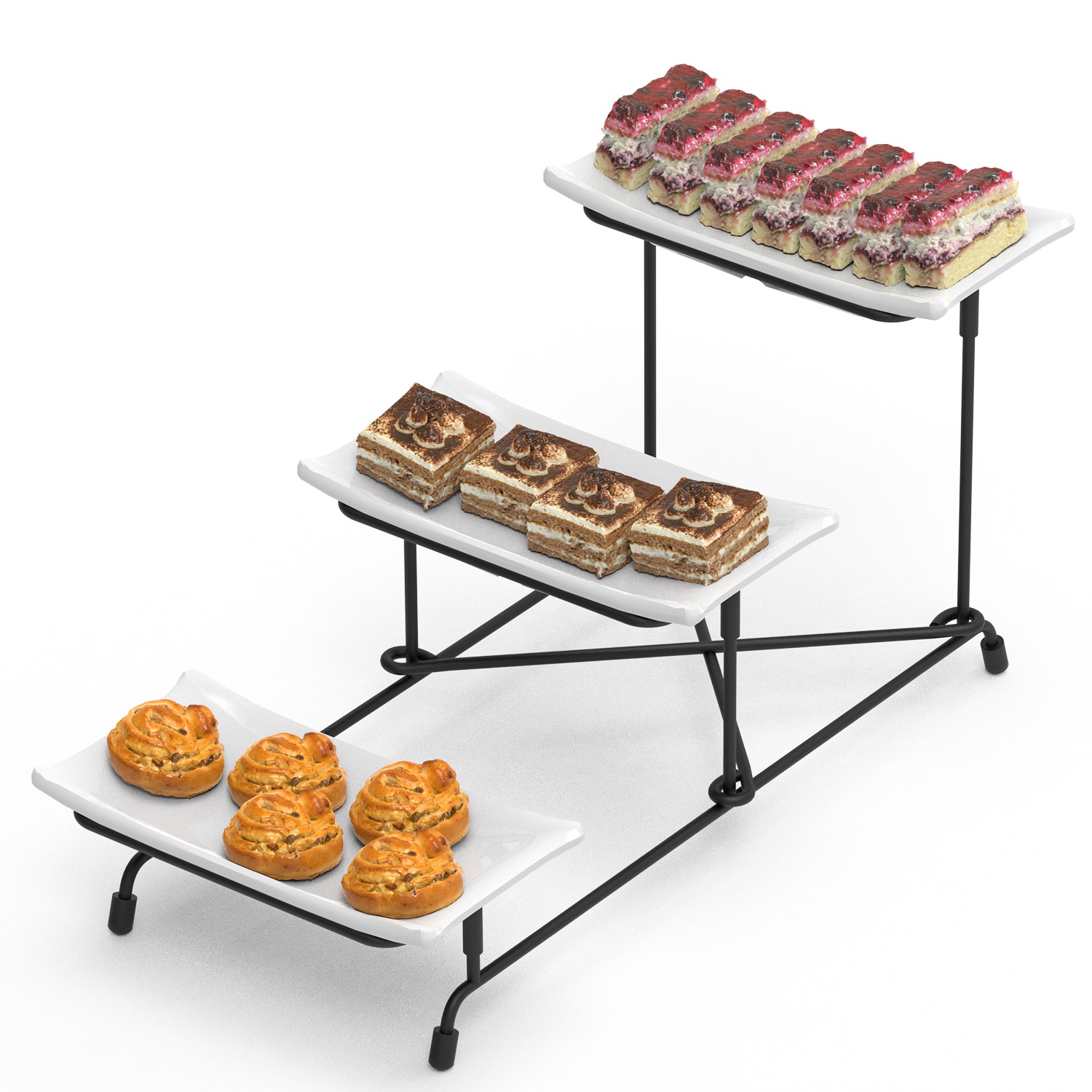 1 plateau de service en plastique à 3 niveaux, présentoir de serveur de desserts