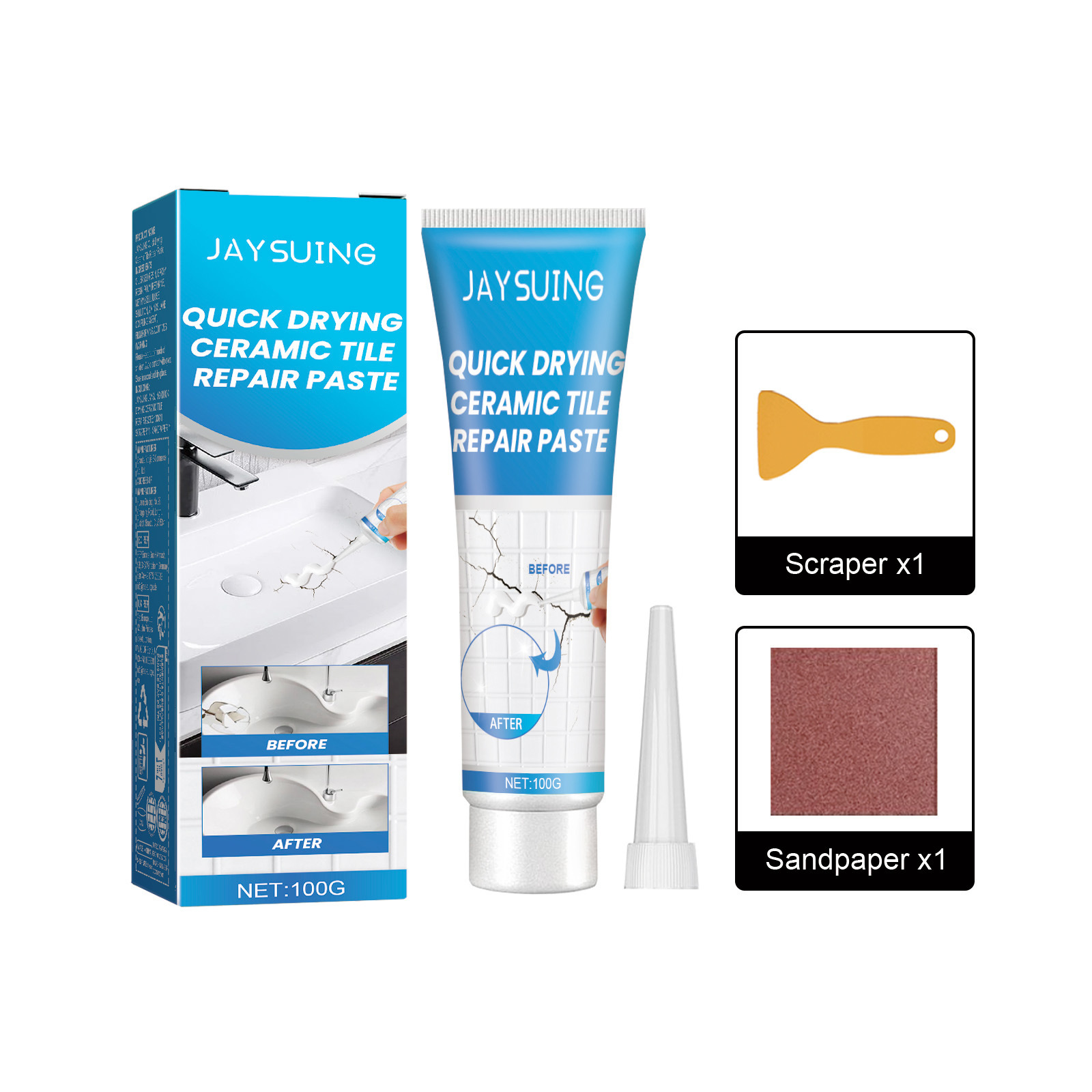 Jaysuing Tile Repair Adhesive For Bathtubs, Marble Furniture, Floor Tiles, Toilets, Crack Repair, Hole Filling, And Grouting — foto 4