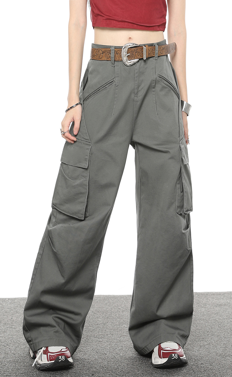 Title 5, Multi Pocket Loose Casual Straight Wide Leg Pants