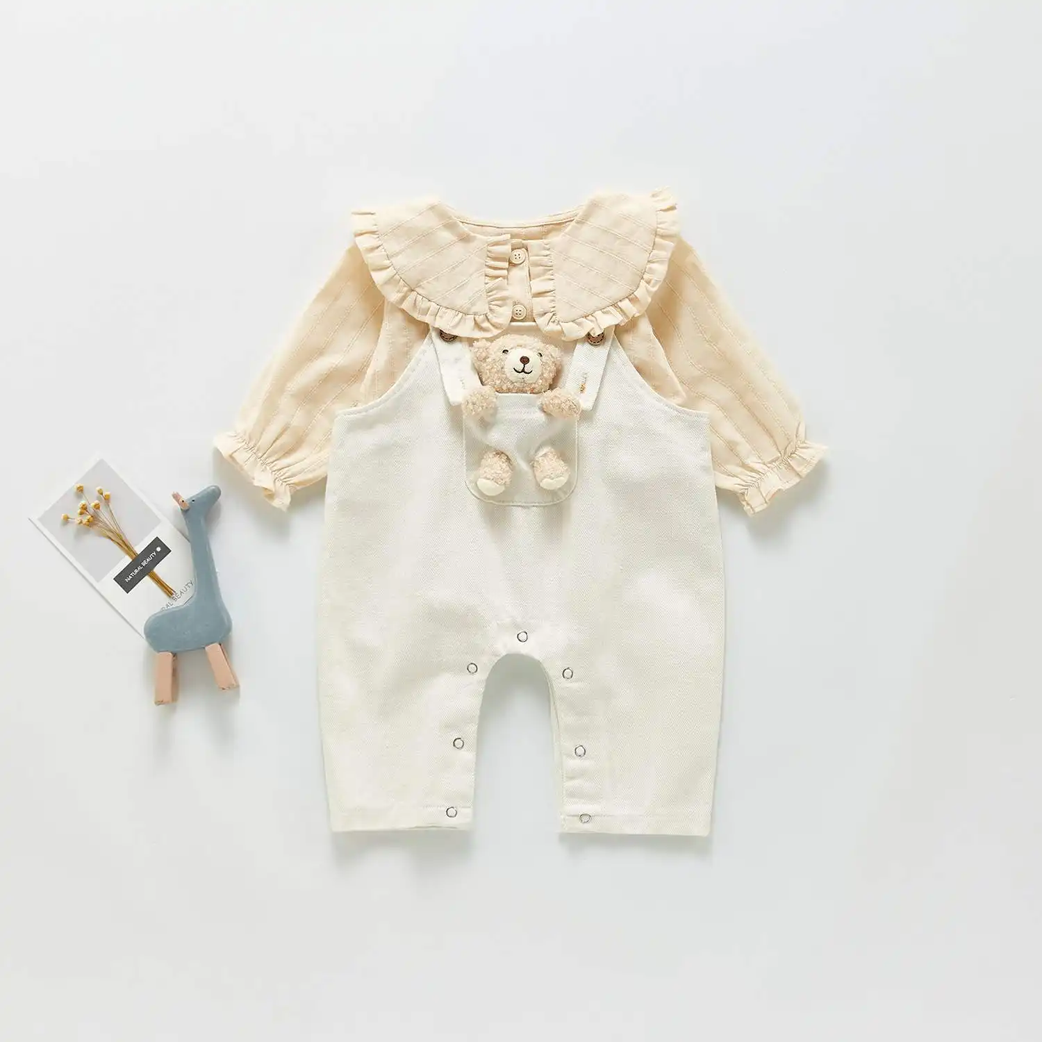 Men's And Women's Denim Long Sleeved Suspenders Baby Pants