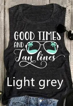 Letters Street Fashion Fashion T shirt Vest Women Light Grey - Shop at LoveMi