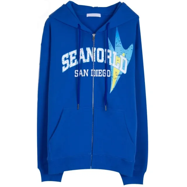 Hooded Commuter Cotton Korean Style Sweatshirt Blue - Shop at LoveMi