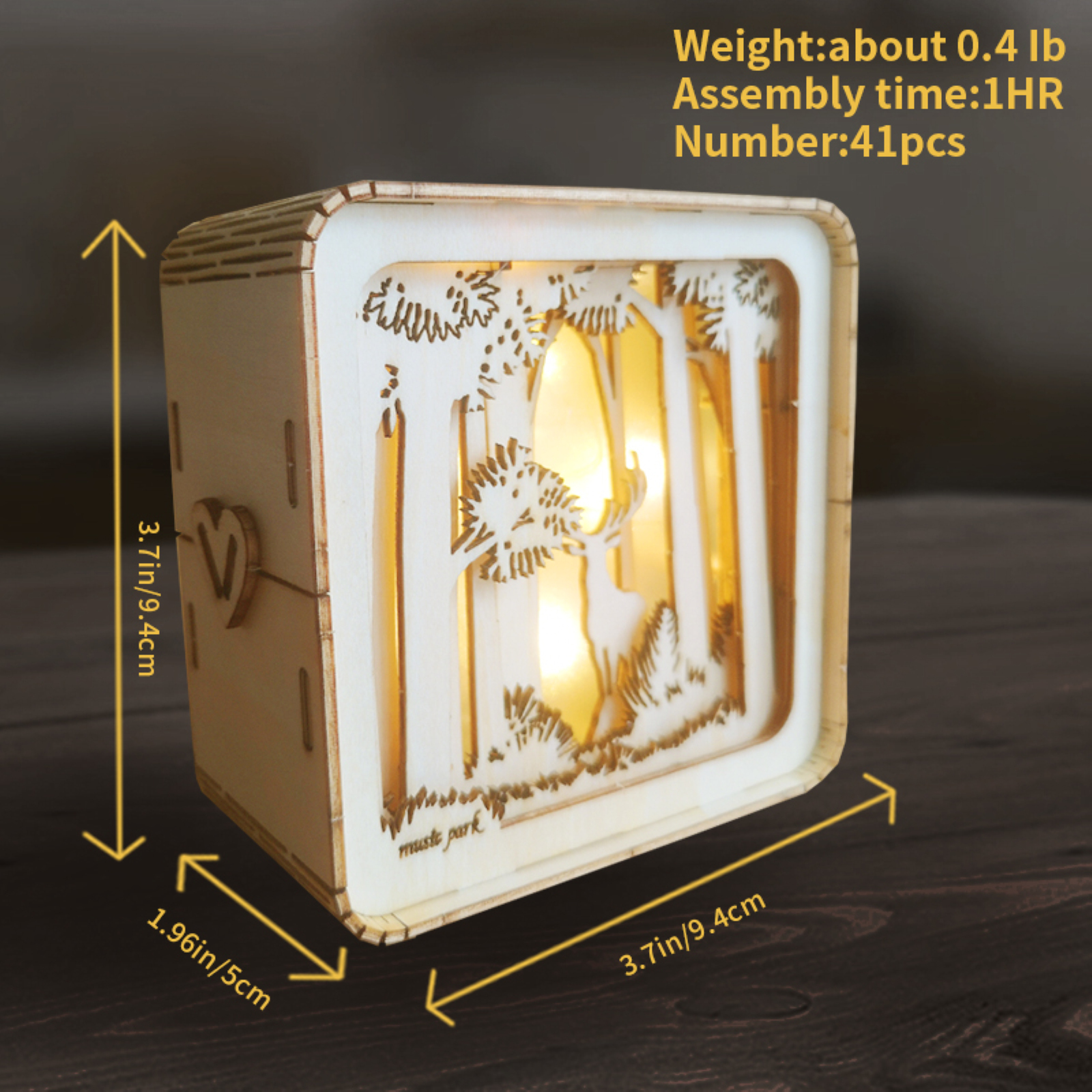 Sales Are Prohibited On The TEMU And SHEIN -MUSIC PARK 3D Wooden Puzzles Elven Deer Model Kit Night Lights Desk Decorations Birthday Christmas Gifts For Women Age14 — view 5