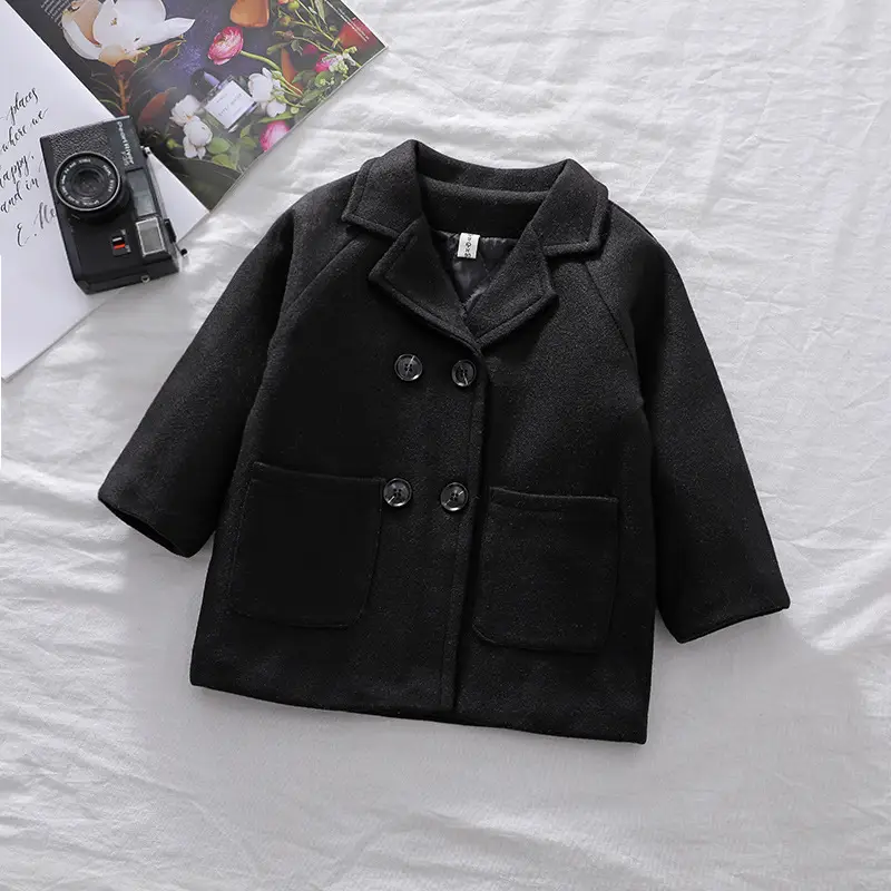 Autumn Winter Boys' Solid Plaid Coat