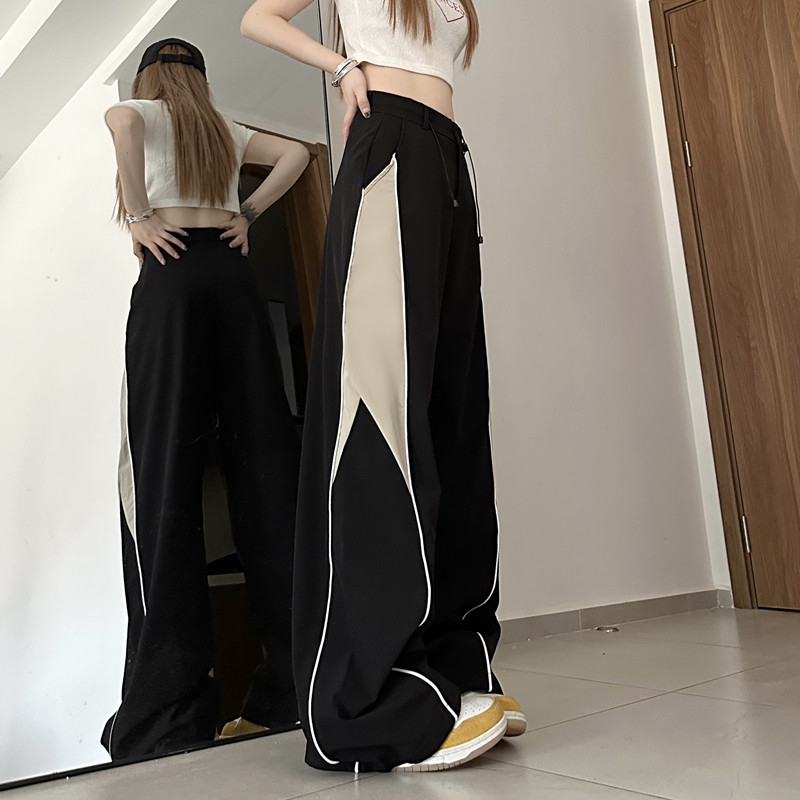 Title 16, Retro Wide-leg Pants for Women, Loose Fit, Draw...