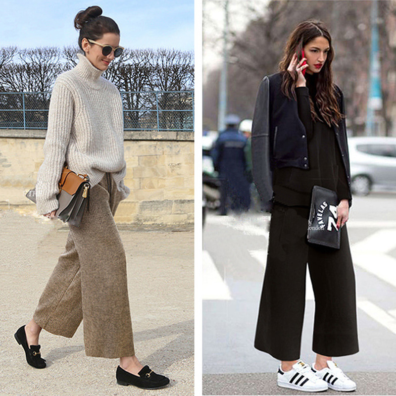 Plus Fat Plus Size Woolen Wide-leg Pants Spring And Autumn