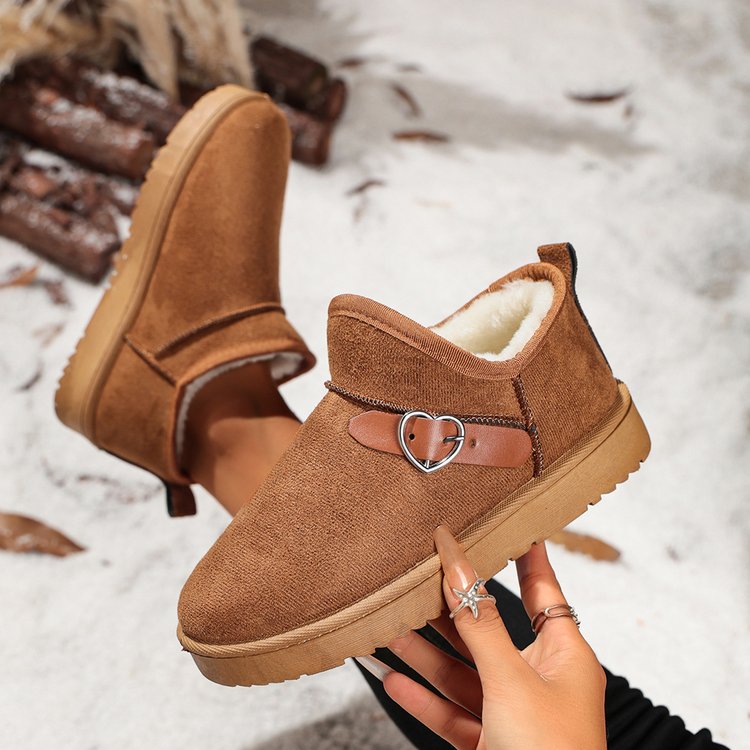 Women's Thickened Ankle Snow Boots, Korean Style New 2026 Versatile Fleece Lined Student Cotton Shoes, Winter Warm Slip-Ons