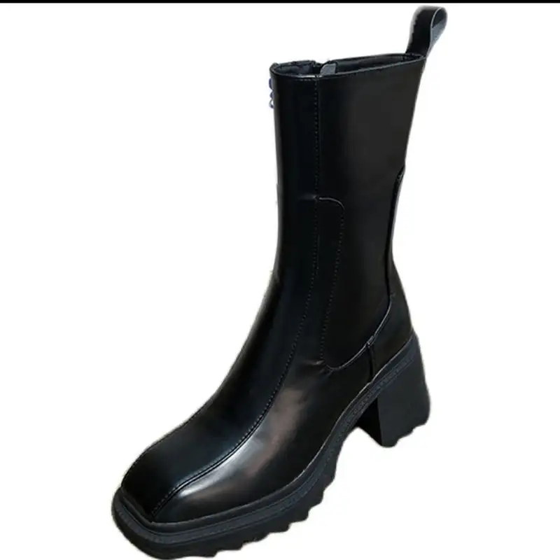 Summer And Autumn New Square Head Thick Heel