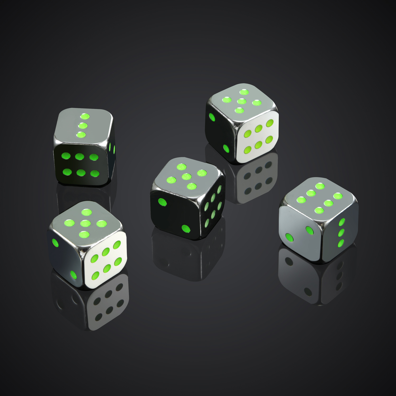 Silver luminous dices