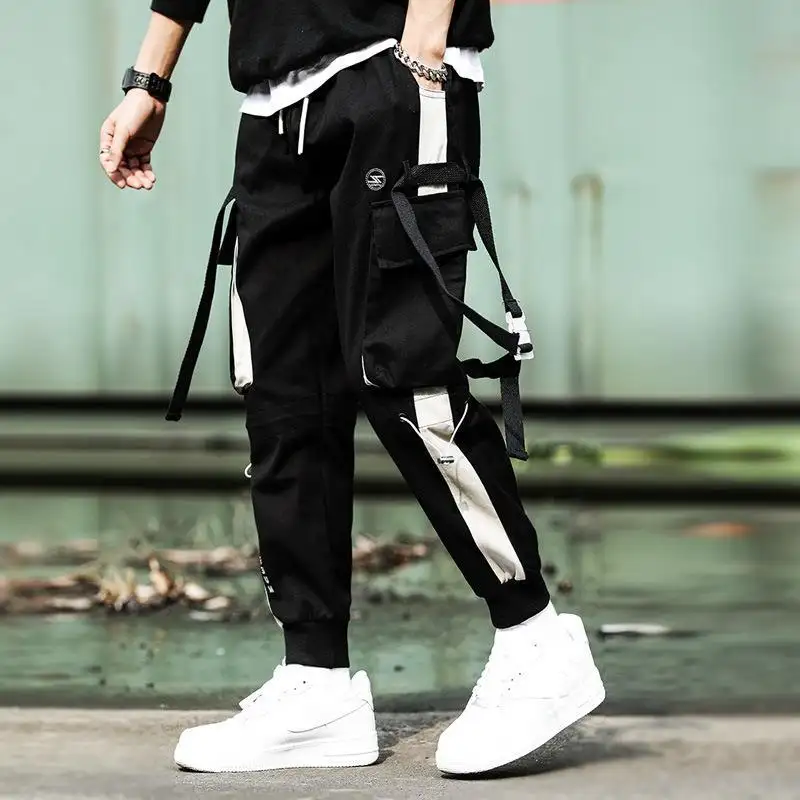 Drawstring Pants Hip Hop Loose Stitching Contrast