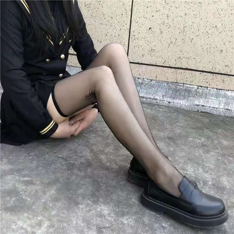 Thin Transparent Black Silk Over The Knee Stockings - Image 2