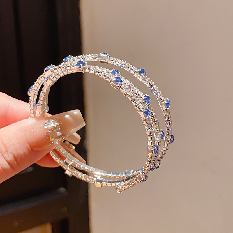 Luxury Vintage Court Style Rhinestone Zircon Bangle, Elegant French Design High-End Texture Universal Matching Fashion Wrist Accessory