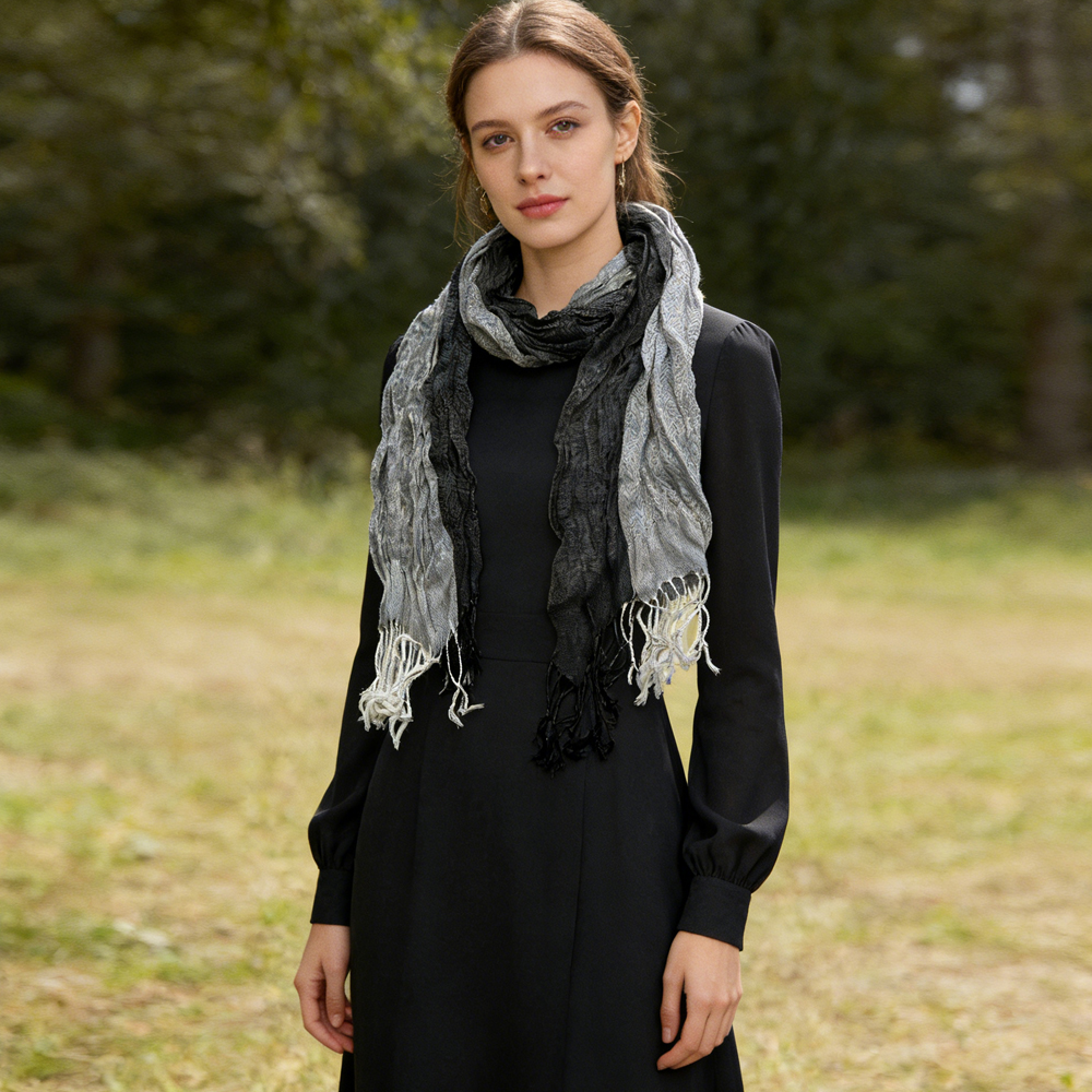 Grey Winter Jacquard Polyester Long Scarf,vacation,daily Life,evening Party,Office Appropriate Subtlety For Women Men,for Casual Outfits - Women's Clothing