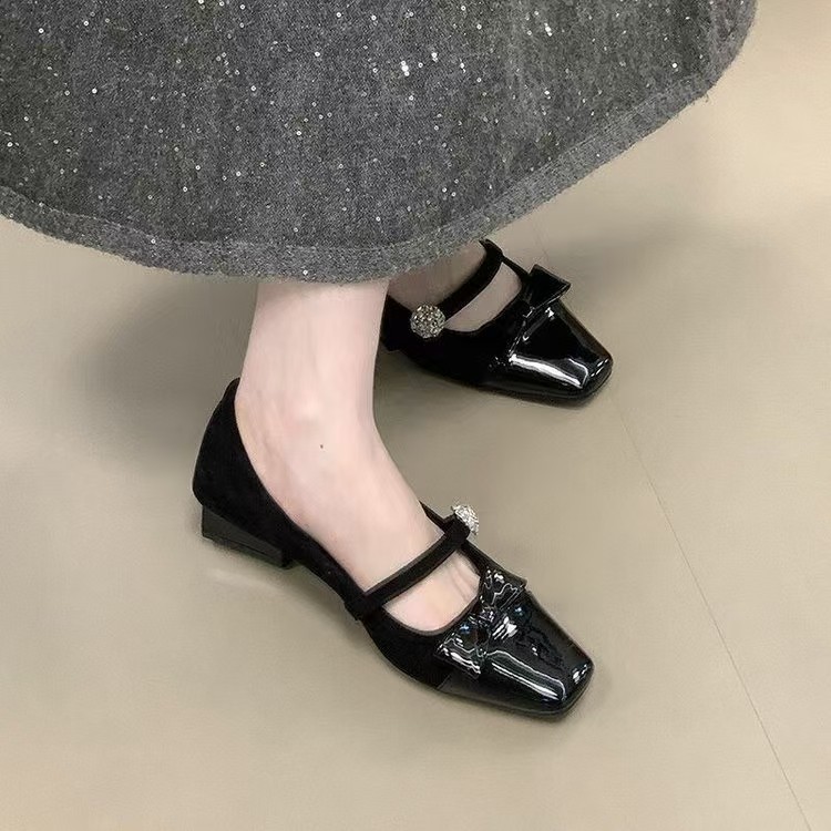 Rhinestone Buckle Bow Flats