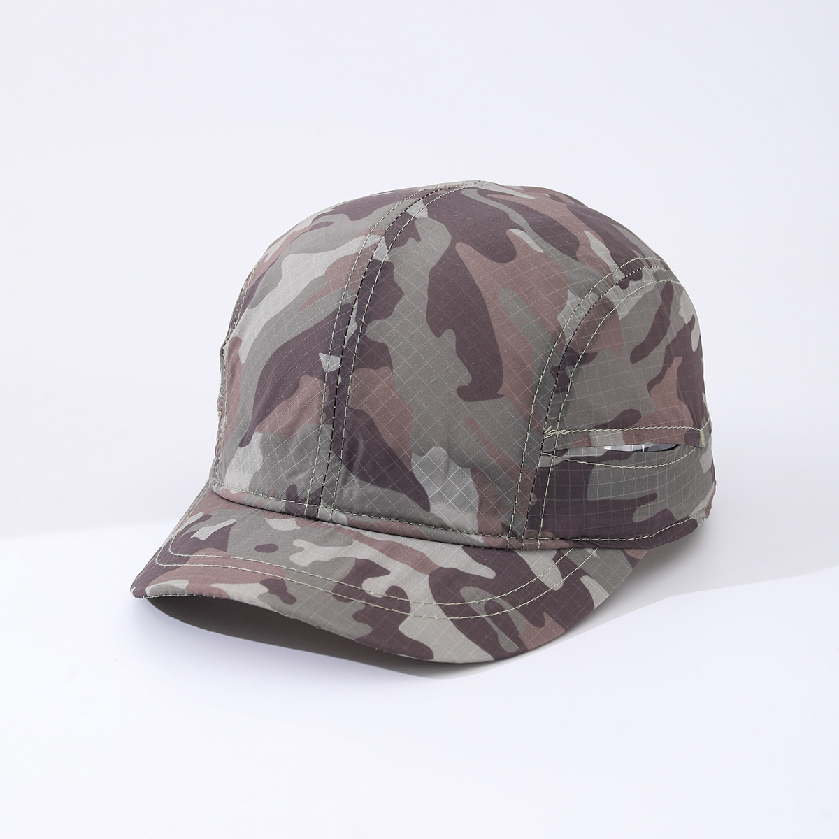 Camouflage Light Board Waterproof Side-opening Thin Model Breathable Simple And Fashionable Short-brim Baseball Cap Suitable For Going Out For Travel Or Hiking