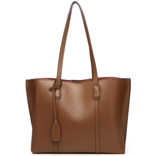 Large Capacity Leather Shoulder Tote Bag Brown - Shop at LoveMi