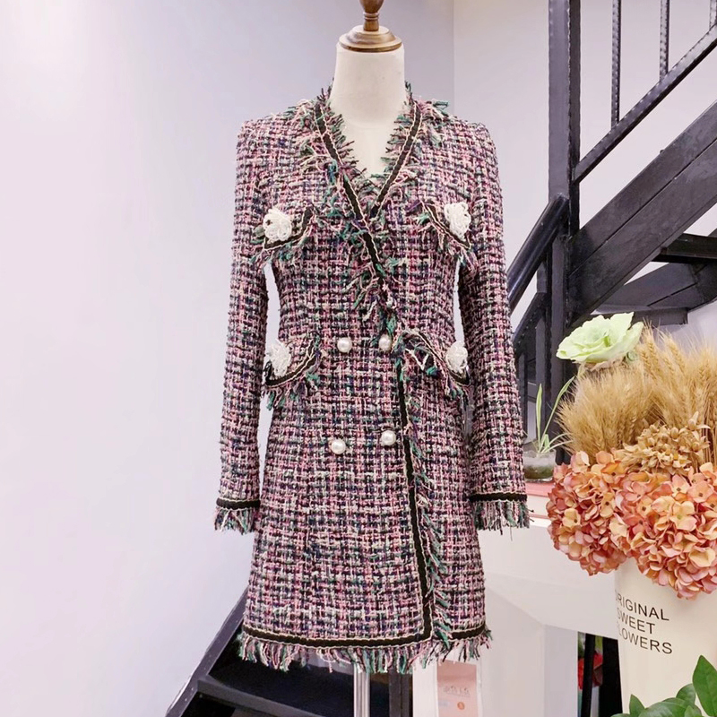 Two-piece Woven Woolen Coat Slim Slimming Medium-length Woolen Coat