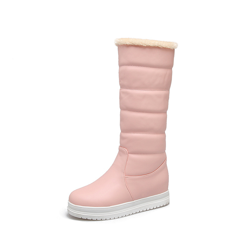 Title 4, Solid Color Mid-heel Korean Thick Warm High-top...