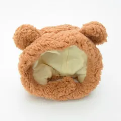 Pet Hat Bear Plush Hood Photo Headwear Dress Up Accessories - Brown - View 1