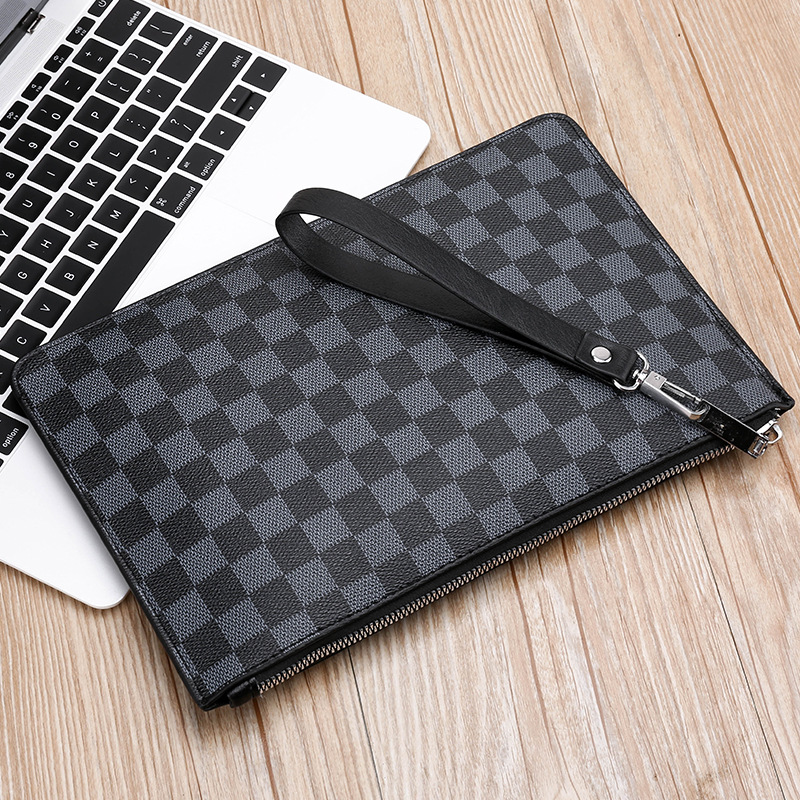 Men's Soft Pu Plaid Business Casual Clutch — foto 2