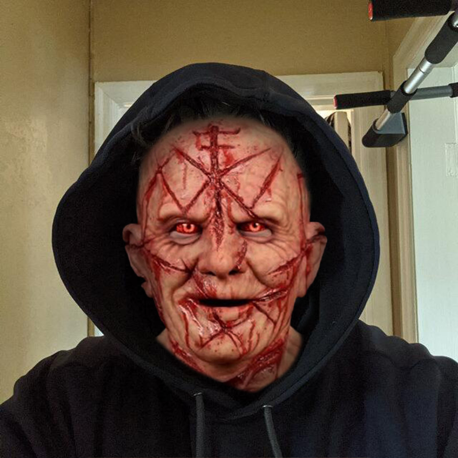 Horror Headgear Bald Old Man Blood Scar Mask Party Props — foto 5