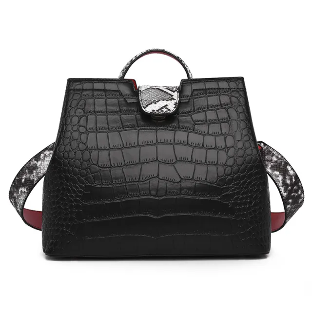 Niche Design Pattern Handbag Fashion One shoulder Messenger Bag Black - Shop at LoveMi