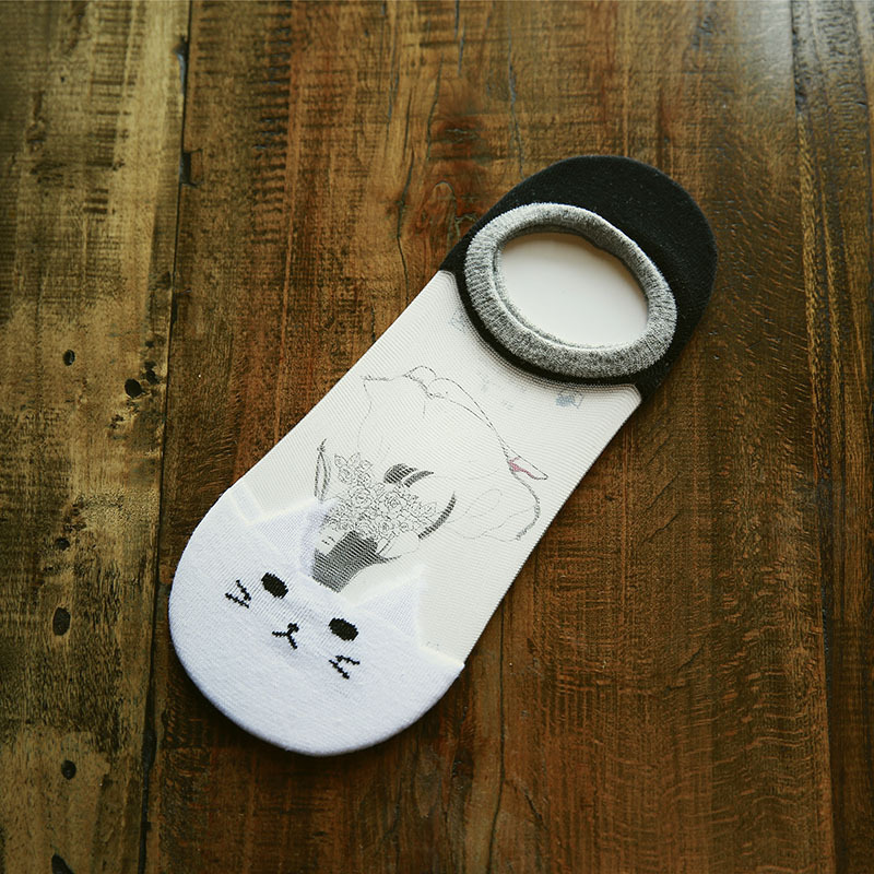 Creative Cute Cat Glass Silk Invisible Socks