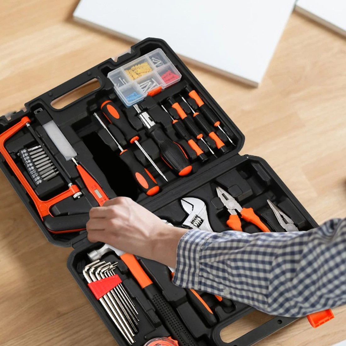 1OO PCS General Household Hand Tool Kit With Toolbox Storage Case For Home Repair