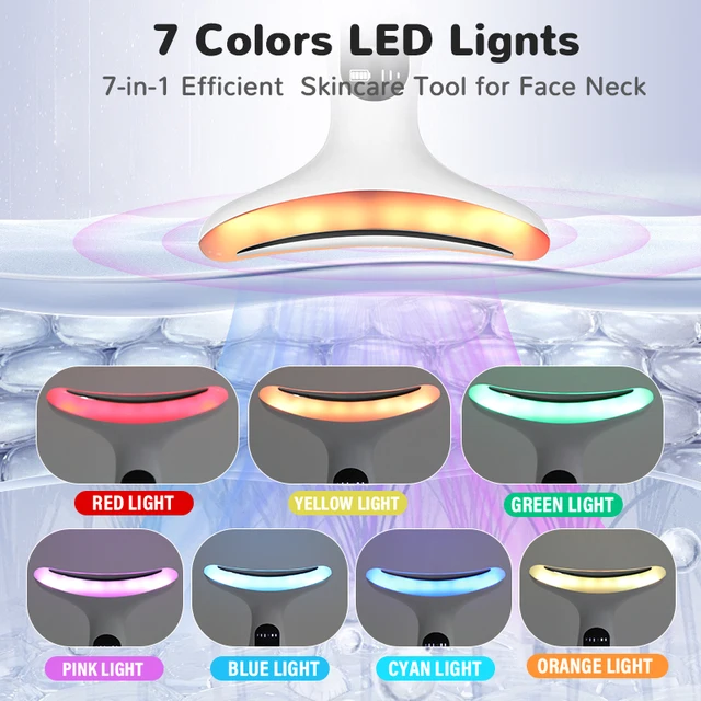 7 Color Neck Face Massager Facial Massager Tool For Skin Care At Home Vibrating Face Massager With Thermals Galvanic Machines Black thumbnail 2