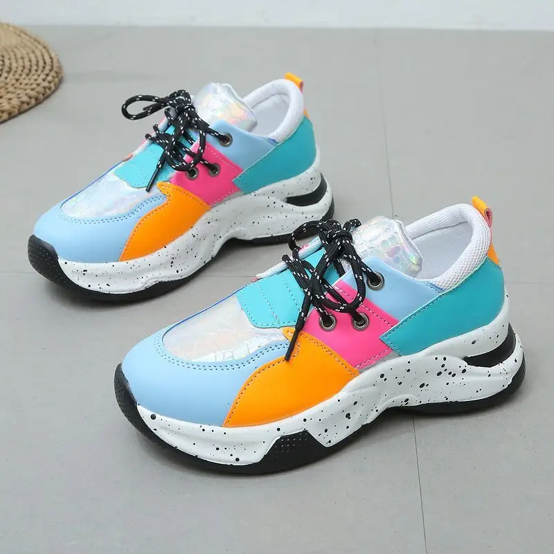 Leopard Print Sneakers Women Lace Up Walking