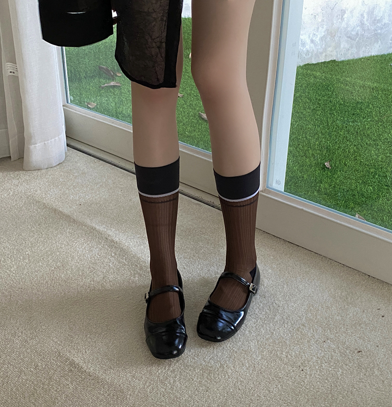 Color Matching Summer Glass Silk Thin Striped Socks - Image 6