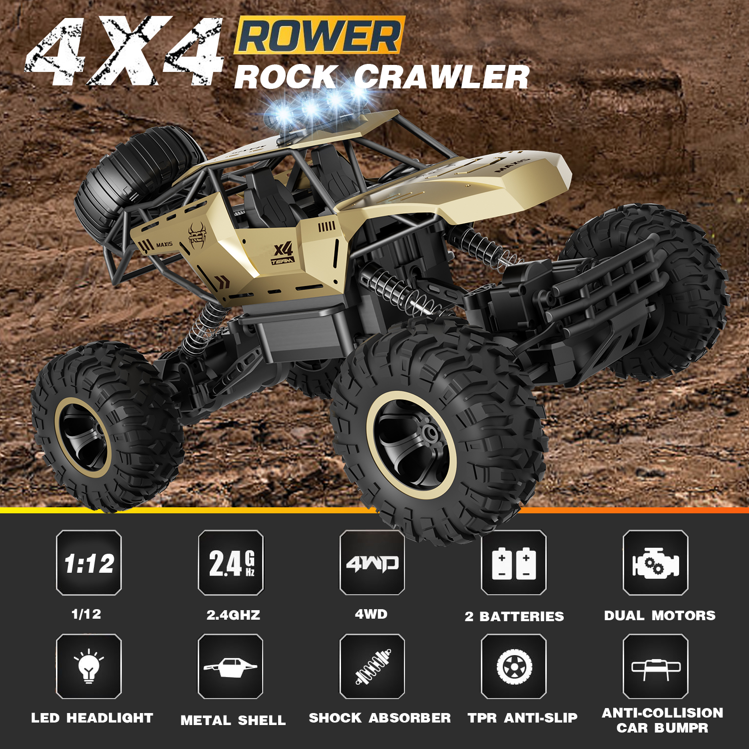 TEMU,TK Can't Sale. UK Rc Car Rock Crawler Rechargeable Off Road Truck 4WD — image 4